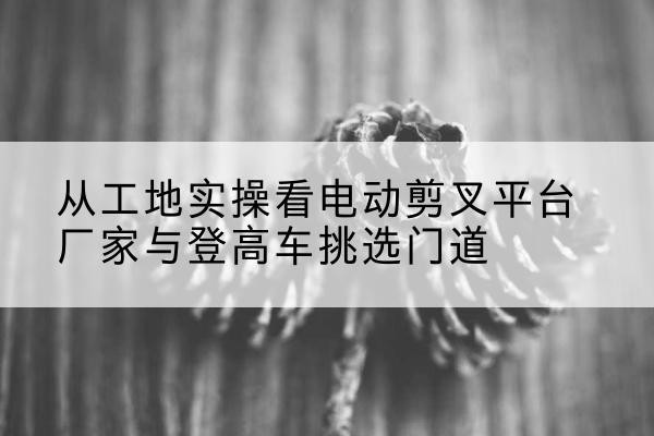 灌云电动剪叉升降平台厂家-从工地实操看电动剪叉平台厂家与登高车挑选门道